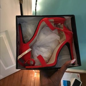 4 inch red velvet heels BRAND NEW